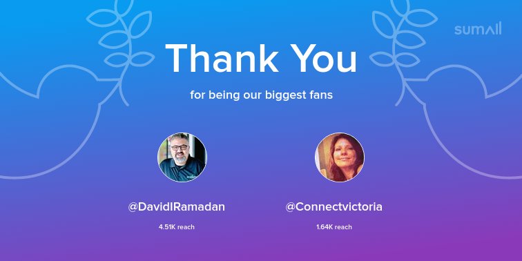 VaGenAss's tweet image. Our biggest fans this week: @DavidIRamadan, @Connectvictoria. Thank you! via sumall.com/thankyou?utm_s…