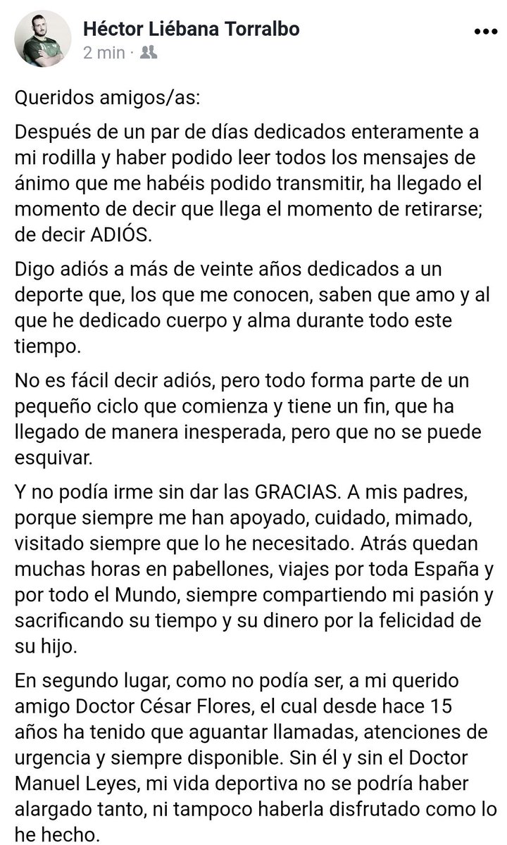 HectorLiebana's tweet photo. Llegó el momento de decir ADIÓS. Gracias de corazón. https://t.co/xCcYFQo3gD