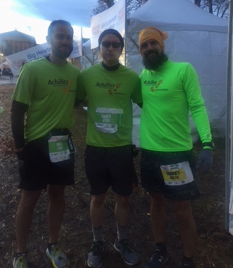 We've got some fab <a href="/Philly_Marathon/">Philadelphia Marathon</a> teams!
Here's "Team Raymond," a #NY athlete with #Philly guides Amy &amp; Nancy; and an all-Philly group - "Team Matt" - with guides Nick &amp; Rodney.
Terrific teamwork..wonderful people!