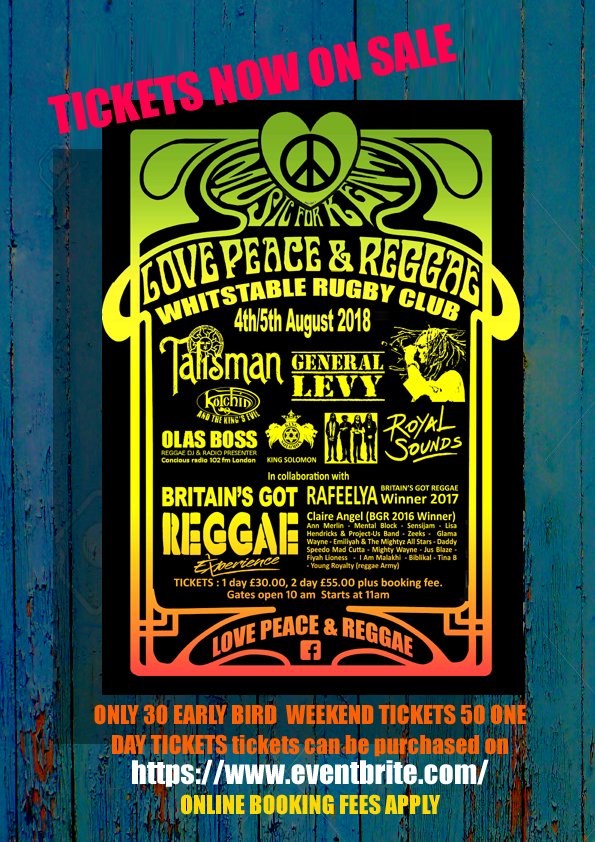 Tickets now on sale, eventbrite.co.uk/e/love-peace-r…… limited number of early bird...LOVE PEACE &amp; REGGAE
