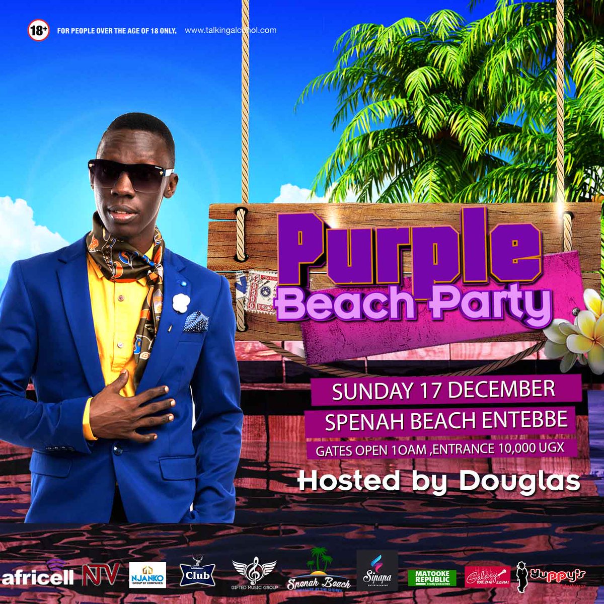 DouglasLwangaUg's tweet photo. I def be waiting for you along with the @africellUG tripple bundle ambasador @SheilahGashumba joined by voltagemusic and @eddiewizzyo #PurpleParty Sun 17 Dec, Spenah Beach Entebbe.powered by  @africellUG @ClubPilsener @GalaxyFMUg @ntvuganda https://t.co/ow9A6rrJml