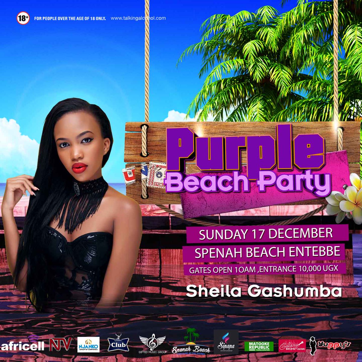 DouglasLwangaUg's tweet photo. I def be waiting for you along with the @africellUG tripple bundle ambasador @SheilahGashumba joined by voltagemusic and @eddiewizzyo #PurpleParty Sun 17 Dec, Spenah Beach Entebbe.powered by  @africellUG @ClubPilsener @GalaxyFMUg @ntvuganda https://t.co/ow9A6rrJml