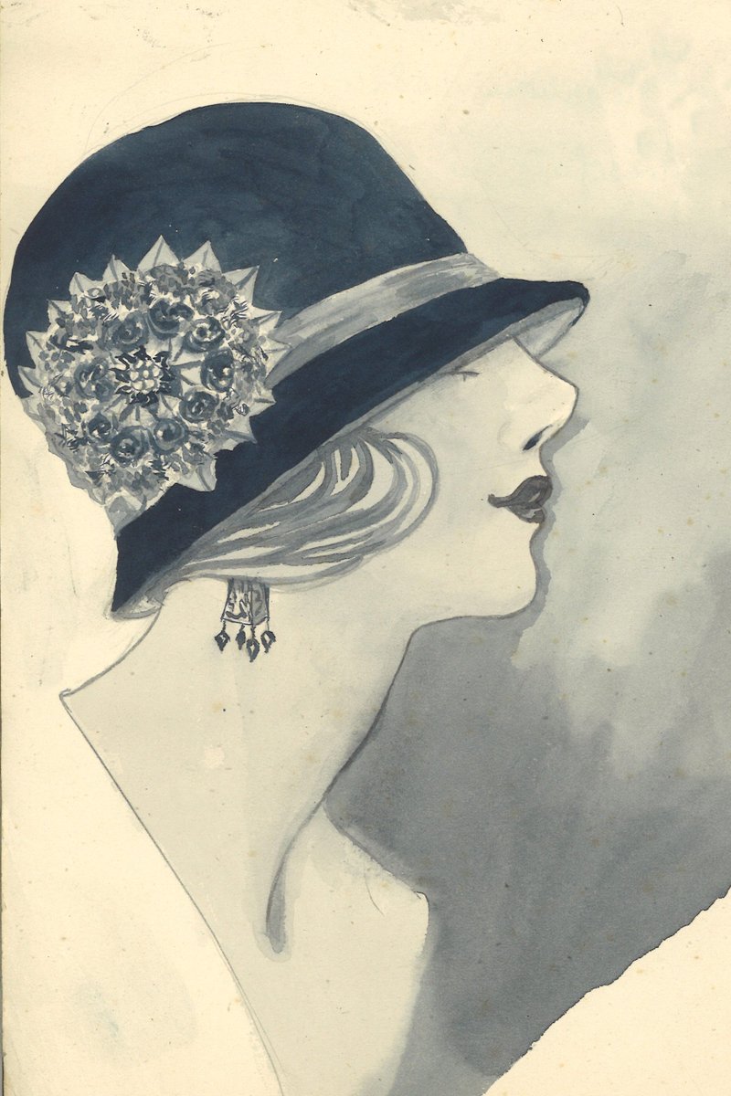 Lots of lovely visitors to the museum this morning. All enjoying Elsa's Deco drawings and costume from Kent Costume Trust #deco #hernebay