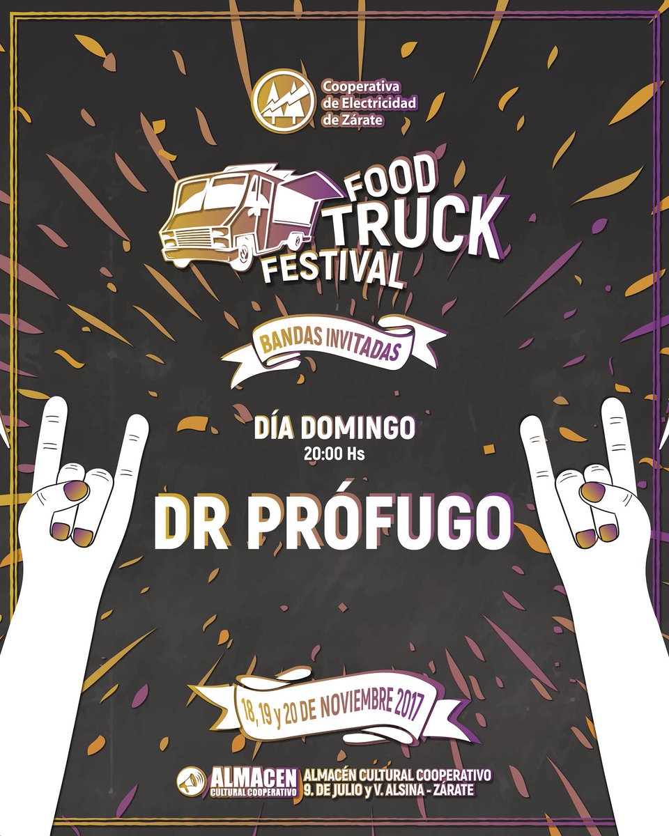 EventosCEZ's tweet photo. PRÓFUGO DE UN DOMINGO 😎🎸🎶

A las 20:00 hs la presentación en vivo de Drp Profugo en el Almacén Cultural Cooperativo.

¡🎉DALE QUE MAÑANA ES FERIADO🎉! 

#FindeLargo #AlmacenCultural #BandasEnVivo #EventosCooperativa2017 #Shows https://t.co/lnmoZRFcrh