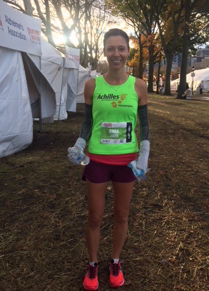 More great <a href="/Philly_Marathon/">Philadelphia Marathon</a> #Philly #Achilles teamwork!
Here's Kara Quick, who's jumping in halfway point with "Team Matt."
Let's hear it for Kara and all of our Philly Achilles friends! #PhillyMarathon