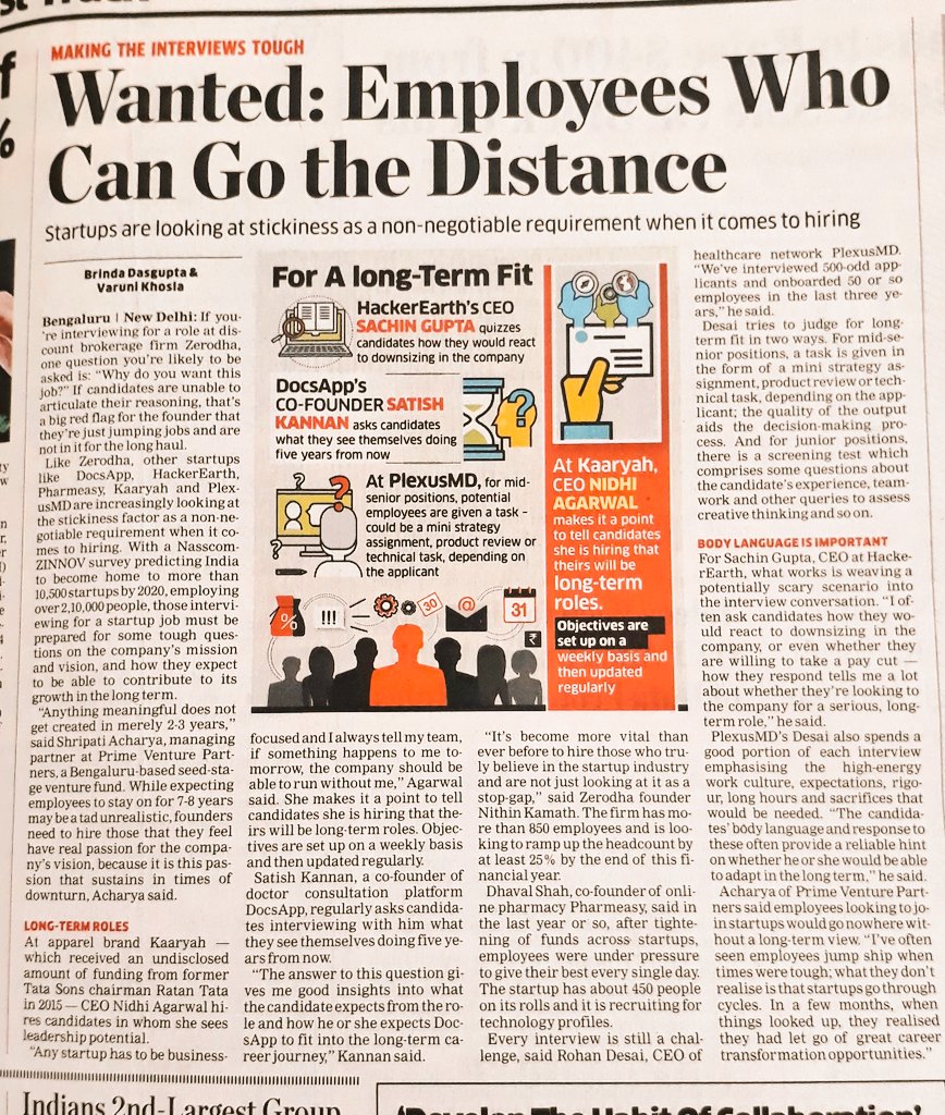 Well said
@sachinG_hacker <a href="/HackerEarth/">HackerEarth</a>

<a href="/satishkannan16/">Satish Kannan</a> <a href="/DocsApp_in/">DocsApp is now MediBuddy</a>

Long term employee stability is important for entrepreneurial success

<a href="/rajeshsawhney/">Rajesh Sawhney 🇮🇳</a>
<a href="/ChapmanLizzie/">Lizzie Chapman</a>
<a href="/amarinderd/">Amarinder</a>
<a href="/madhup69/">Madhup Agrawal</a>
<a href="/grengaswamy/">Ganesh Rengaswamy</a>
<a href="/GulatiD/">Dinesh Gulati</a>
<a href="/brijeshagrawal/">Brijesh Agrawal</a>
<a href="/pagarwa1/">pankaj agarwal</a>
<a href="/piyushpankaj/">Piyush Pankaj</a>
<a href="/ruchitahanda/">ruchitahanda راہندھینڈا</a>
<a href="/ab_bhartia/">Abhishek Bhartia</a>