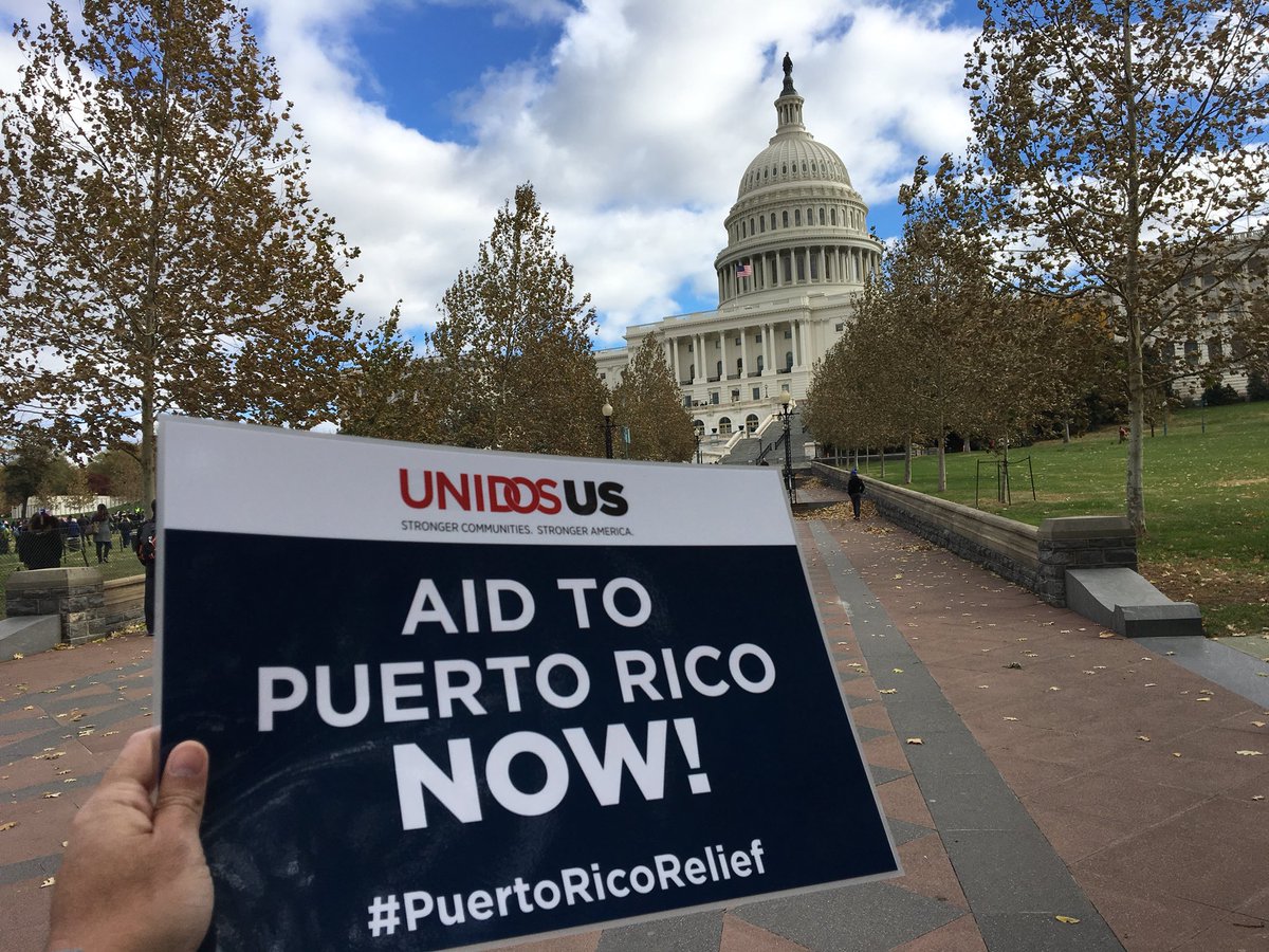 WeAreUnidosUS's tweet photo. Today we march for Puerto Rico. UnidosUS is calling on Congress to act swiftly in providing aid to Puerto Rico. 🇵🇷🇵🇷 #unitymarchforpuertorico https://t.co/V5jBiZoHew