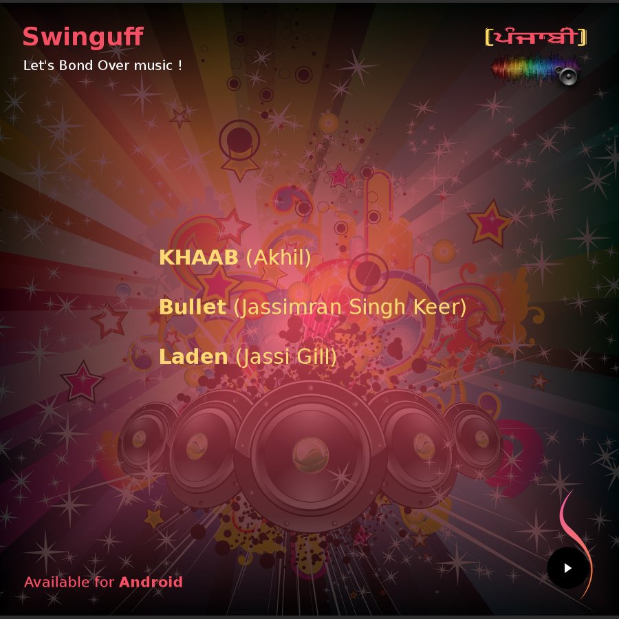 swinguff's tweet photo. Download Swinguff- https://t.co/H81ePfbOpN
Punjabi music has a diverse style of music.
Bullet (Jassimran Singh Keer)
https://t.co/SY8k4n75zs
KHAAB (Akhil)
https://t.co/g9ngNmxoxm
Laden (Jassi Gill)
https://t.co/i6Q8V2Ddnw
#swinguff #music https://t.co/bR9hr69DPH