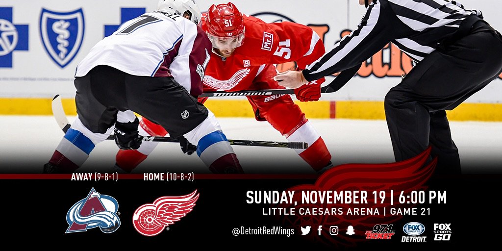 GAME DAY! #COLvsDET #LGRW  *Limited tickets available: detroitredwings.com/tickets* https://t.co/LH7dZgKD5M