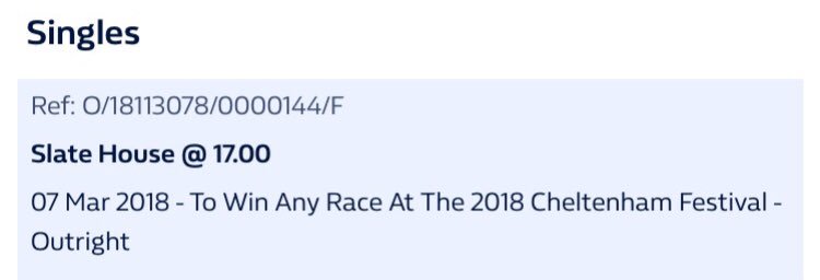 USARACINGTIPPER's tweet photo. Very Nice day at #Cheltenham with #thenewone placing &amp; #slatehouse winning 🐴 with huge potential, this #antipost must be much shorter now  👌 https://t.co/rxdTlpXL4V