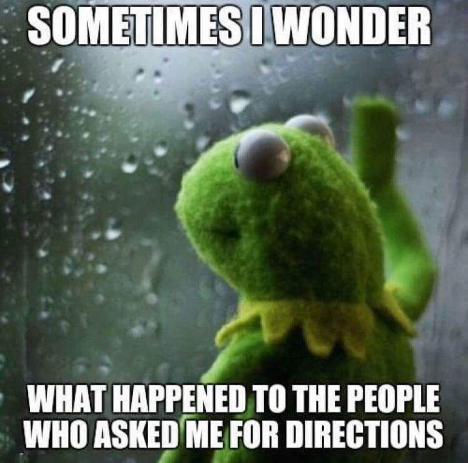 BigfootSeattle's tweet photo. To all those poor people, I am #sorry. #funny #meme #KermitTheFrog #BadDirections #JustWondering https://t.co/FYDnDgyrxS