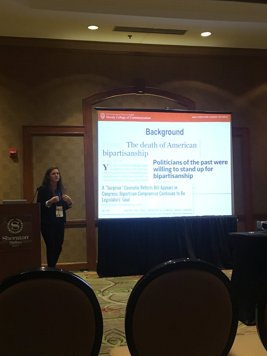 emilyvanduyn's tweet photo. The influence of situational goals on partisan intergroup bias, @jessrcollier presenting at the Political Communication division of @NatComm #NCA2017 https://t.co/GMsUaT8WGU