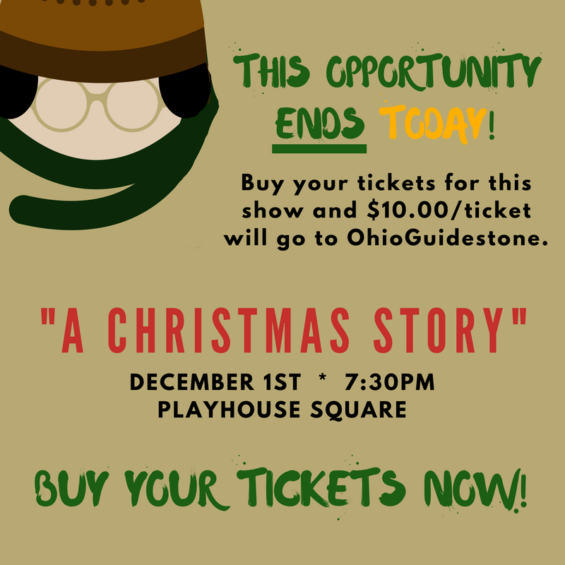 OGAdvocates's tweet photo. Ends TODAY!  We are selling tickets to a showing of Playhouse Square's “A Christmas Story” on Dec. 1st. Tickets are $59 w/$10 of each ticket benefiting @OhioGuidestone. Tickets must be purchased here, https://t.co/z9831BLJ0c, for OhioGuidestone to receive a portion of the sale. https://t.co/vKQFESw7Vq