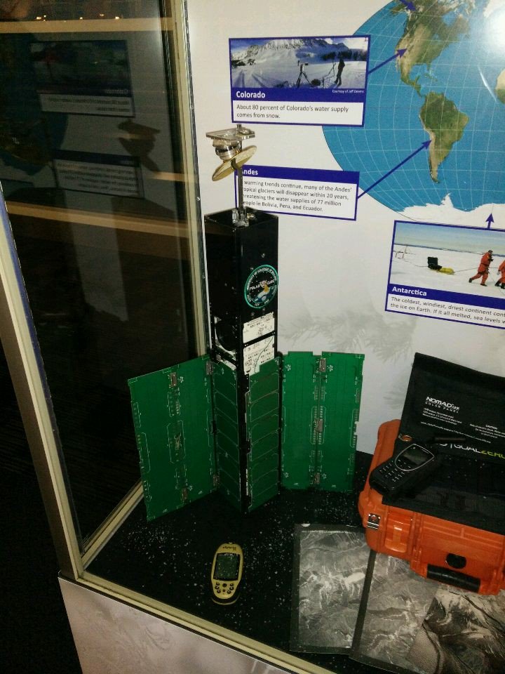 Kathyivega's tweet image. Also includes a model of the student-built #PolarCube satellite