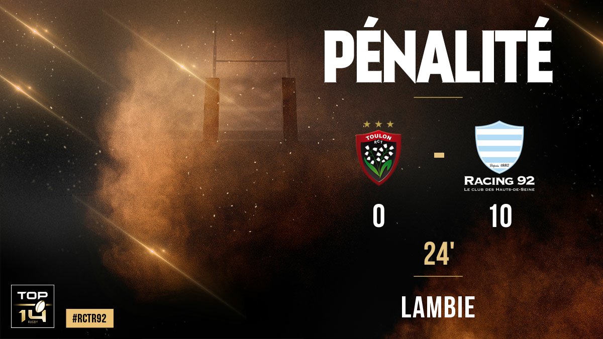 top14rugby's tweet photo. #TOP14, J10 | #SFPUSO
► 24e // Lambie ajoute trois points.
@RCTofficiel 0 - 10 @racing92 https://t.co/7Pik6OkJTs