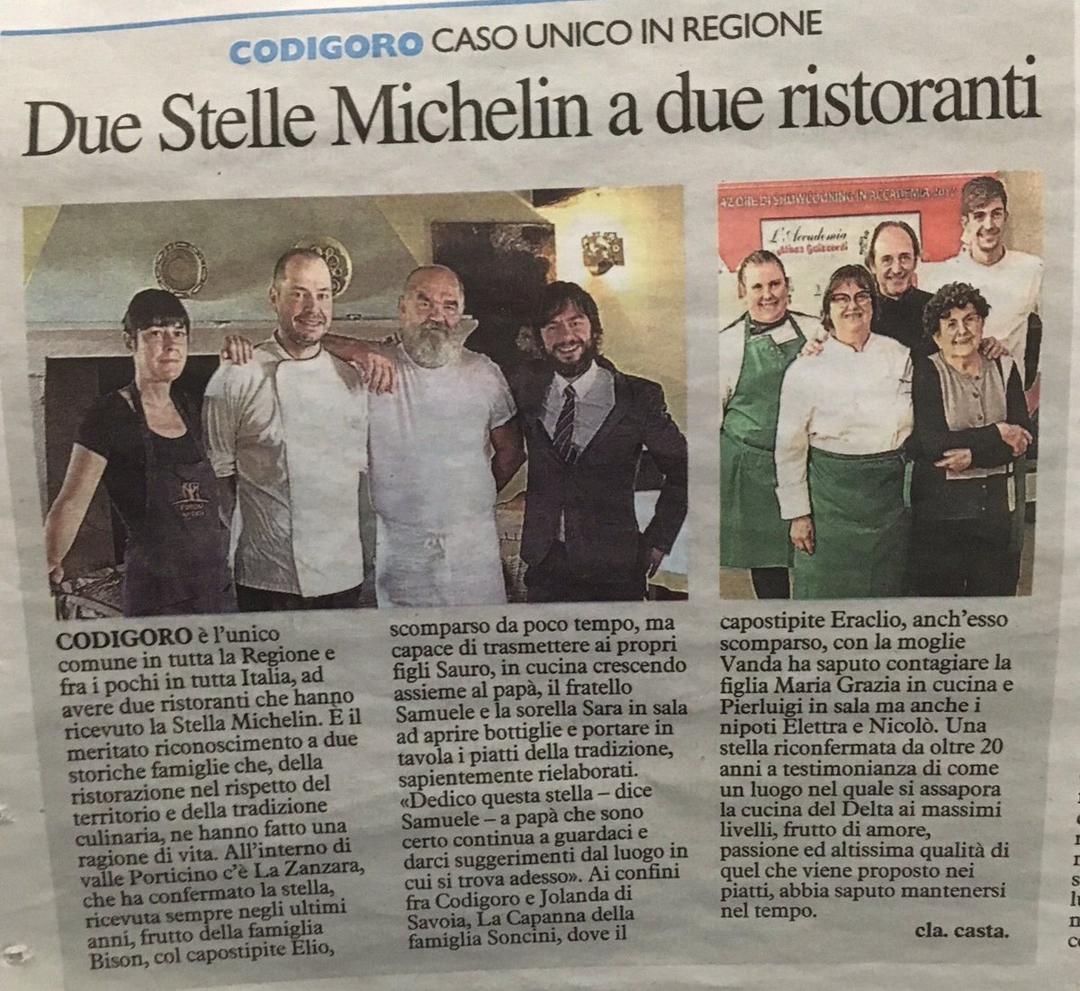 MBiolcatti's tweet photo. Ristoranti stellati complimenti 
#codigoro #GuidaMichelin2018 https://t.co/1zNOePgg0I