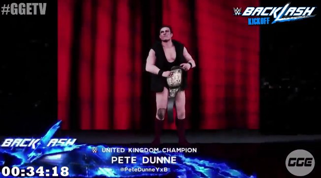 OfficialGGE_'s tweet photo. WHAT IN THE WORLD?! IT'S PETE DUNNE! #GGEBacklash https://t.co/IOzqOW8fVu
