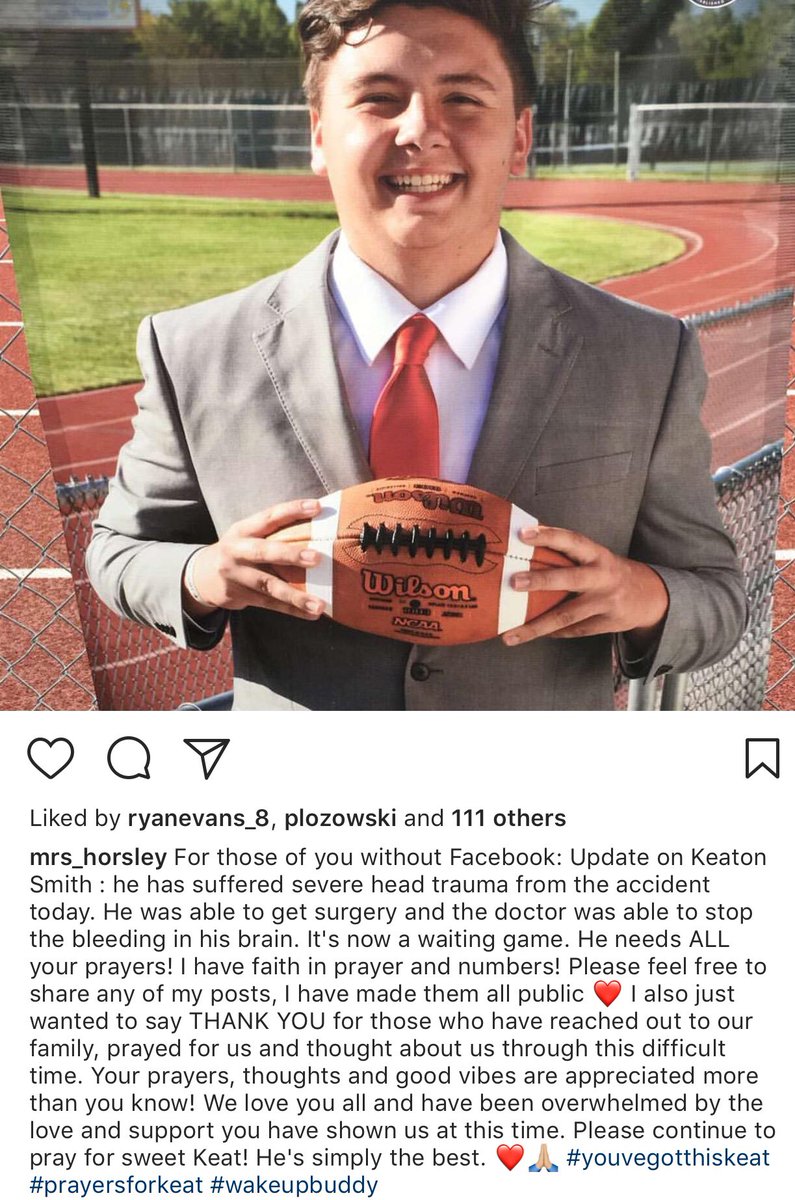 Ezwrighter10's tweet photo. Keep Keaton and his family in your prayers !! https://t.co/hy8w6mV31F