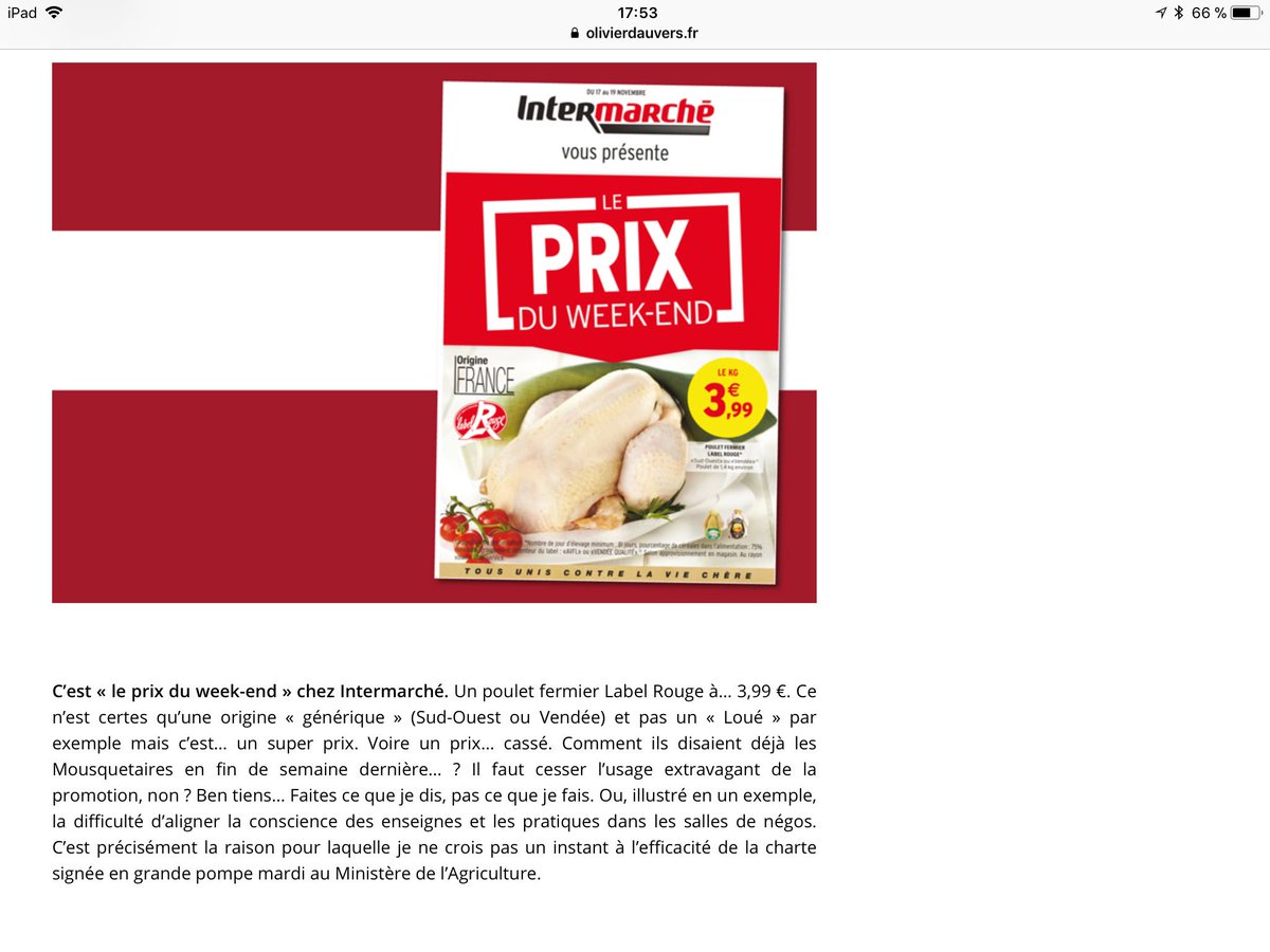 am_oliv's tweet photo. #samediconso de @Dauvers70 , encore des promo agressives en #poulet #LabelRouge.... dur dur de garantir des prix rémunérateurs aux éleveurs je pense avec un PVC à 3,99€ en PAC #synalaf https://t.co/t2VXxopgvR