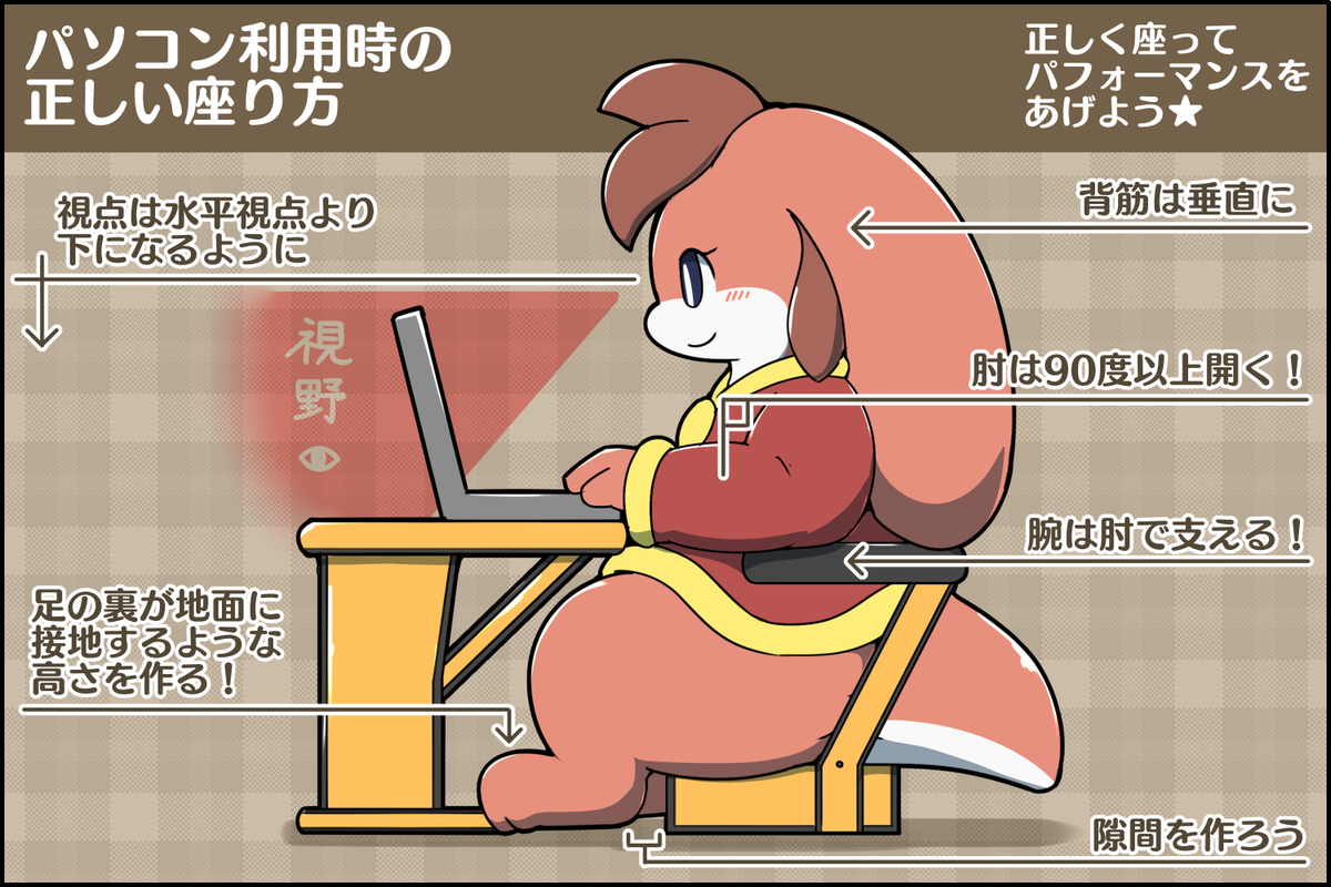 Rao らお Pc利用時の正しい座り方 擬竜戯画