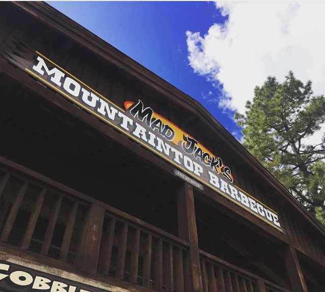 C2Magazine's tweet photo. What do we do with our weekends? Go to @MadJacksBBQShac in Cloudcroft, NM of course. Just a hop, skip and a jump away from #ElPaso is some of the best #BBQ in the Southwest. Tell ‘em we sent ya and get a “howdy” fist bump. https://t.co/WrNAd1OlR5