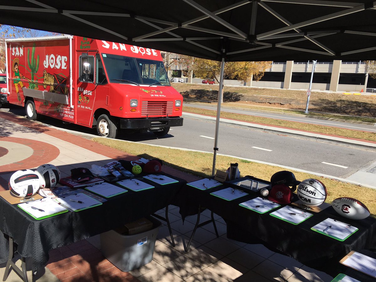 GamecockSADV's tweet photo. if you can't make the pep rally today you can still bid in the silent auction for autographed Gamecock memorabilia @ https://t.co/rVMwJYipGC https://t.co/Q5Hzonuasn