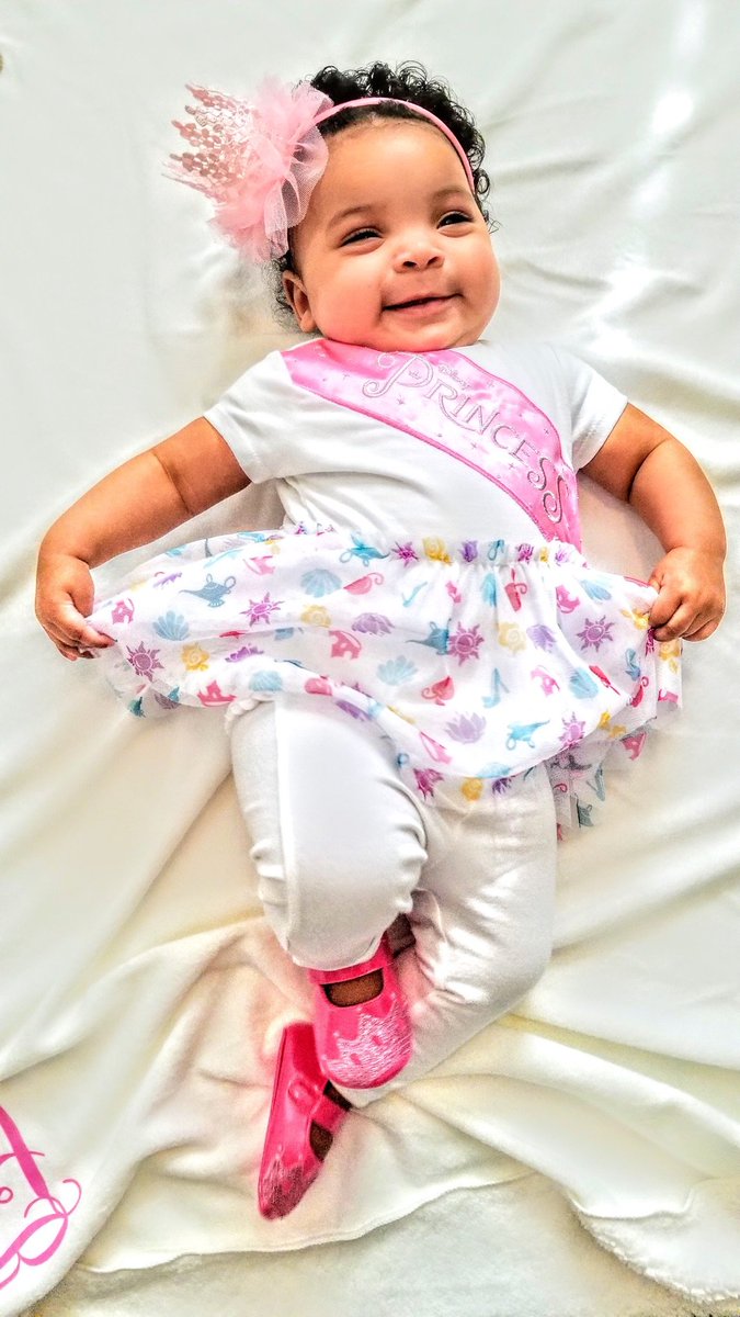 Rich27F's tweet photo. Our princess is five months old today and already knows how to curtsey. We love you sweet princessโค๐น#forthischildihaveprayed #francisfive #myrtlebeach #disney #disneybaby #disneyprincess https://t.co/FI9Kj0pUrL