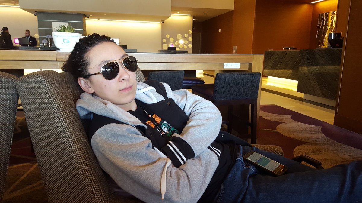 While we wait around in the hotel <a href="/TragicLoss/">🦖TragicLoss 🦖</a> is in the Danger Zone....either that or sleeping, I can't really tell. #WGLNAFinals