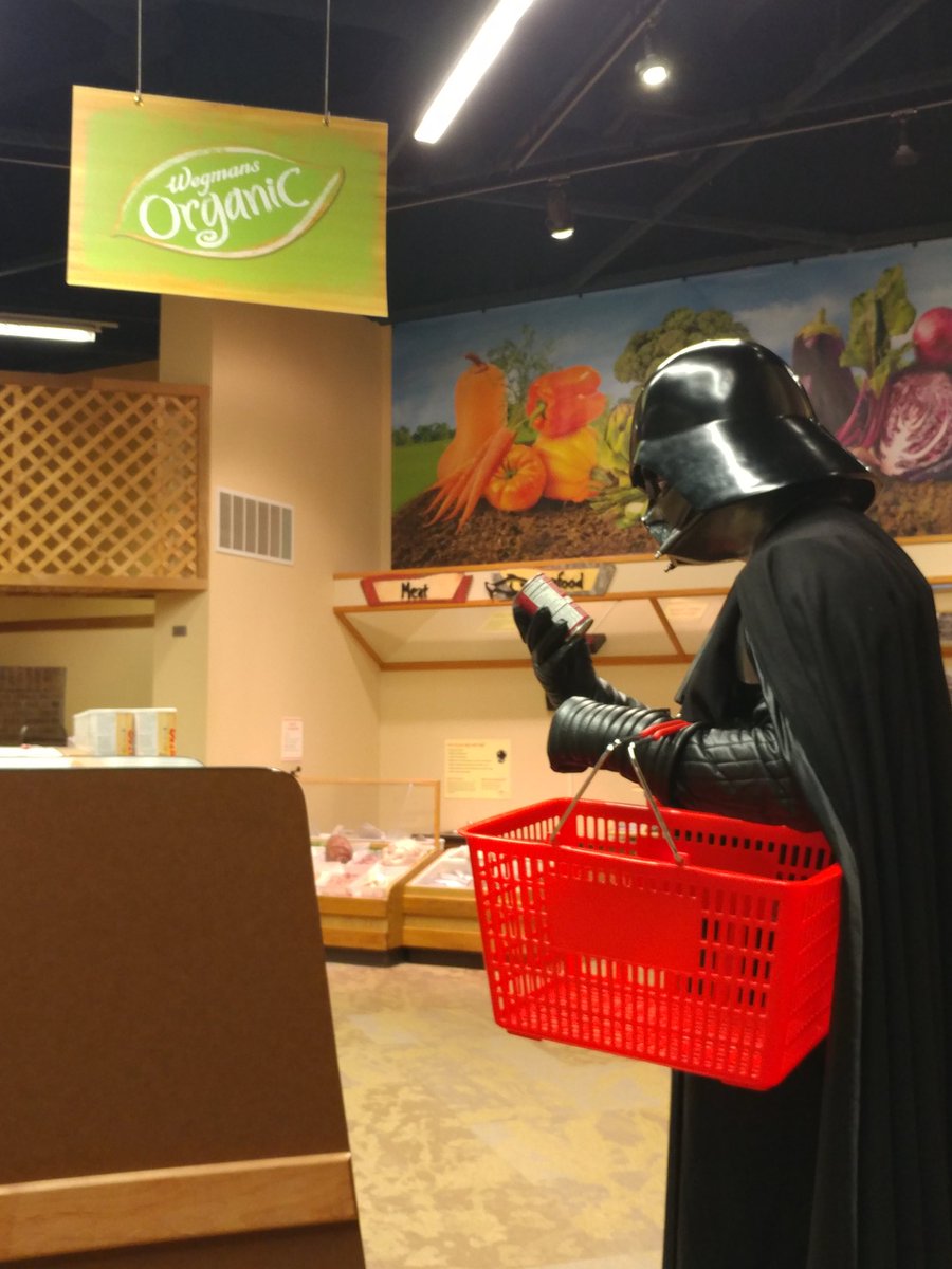 DJMadKidJedi's tweet photo. #LordVader #contemplates whether or not #buyingorganic is worth the price difference or not... @starwars #DarthVader @museumofplay @Wegmans #SithLord #DarkSide @501stLegion https://t.co/oOTMhaoiJM