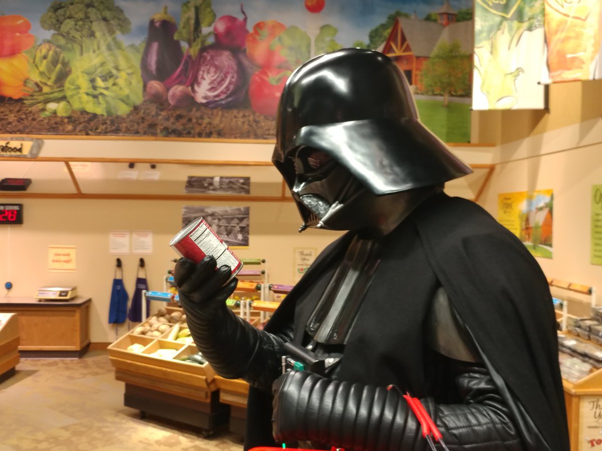 DJMadKidJedi's tweet photo. #LordVader #contemplates whether or not #buyingorganic is worth the price difference or not... @starwars #DarthVader @museumofplay @Wegmans #SithLord #DarkSide @501stLegion https://t.co/oOTMhaoiJM