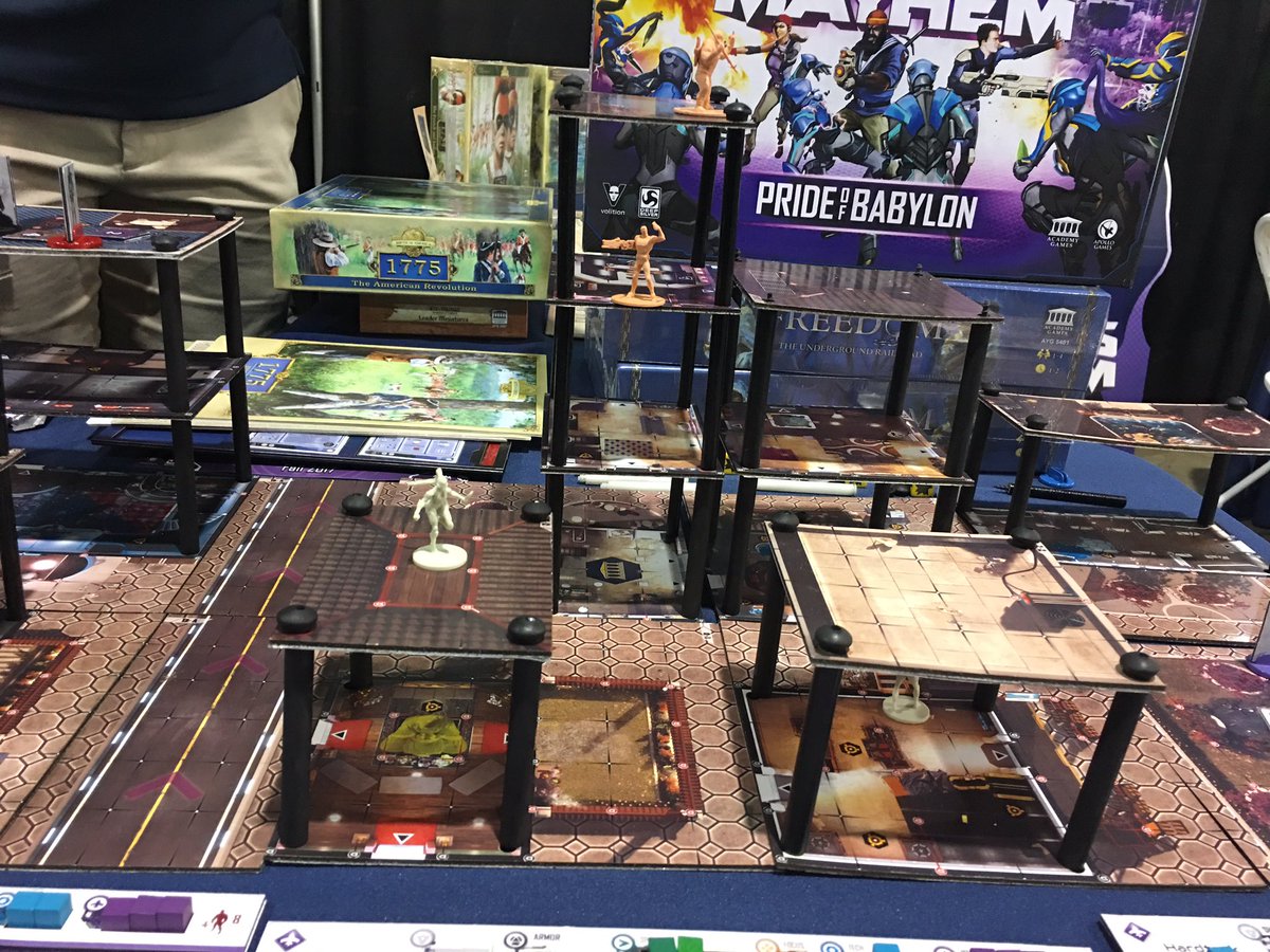 evaction's tweet photo. The fight against L.E.G.I.O.N goes analog in @Academy_Games Agents of Mayhem, inspired by the @DSVolition video game. Prototyped at @Official_PAX Pax Unplugged. #PAXUnpluged #AgentsofMayhem #saintsrow #tabletopgames #rpgs https://t.co/jcfJahvEso