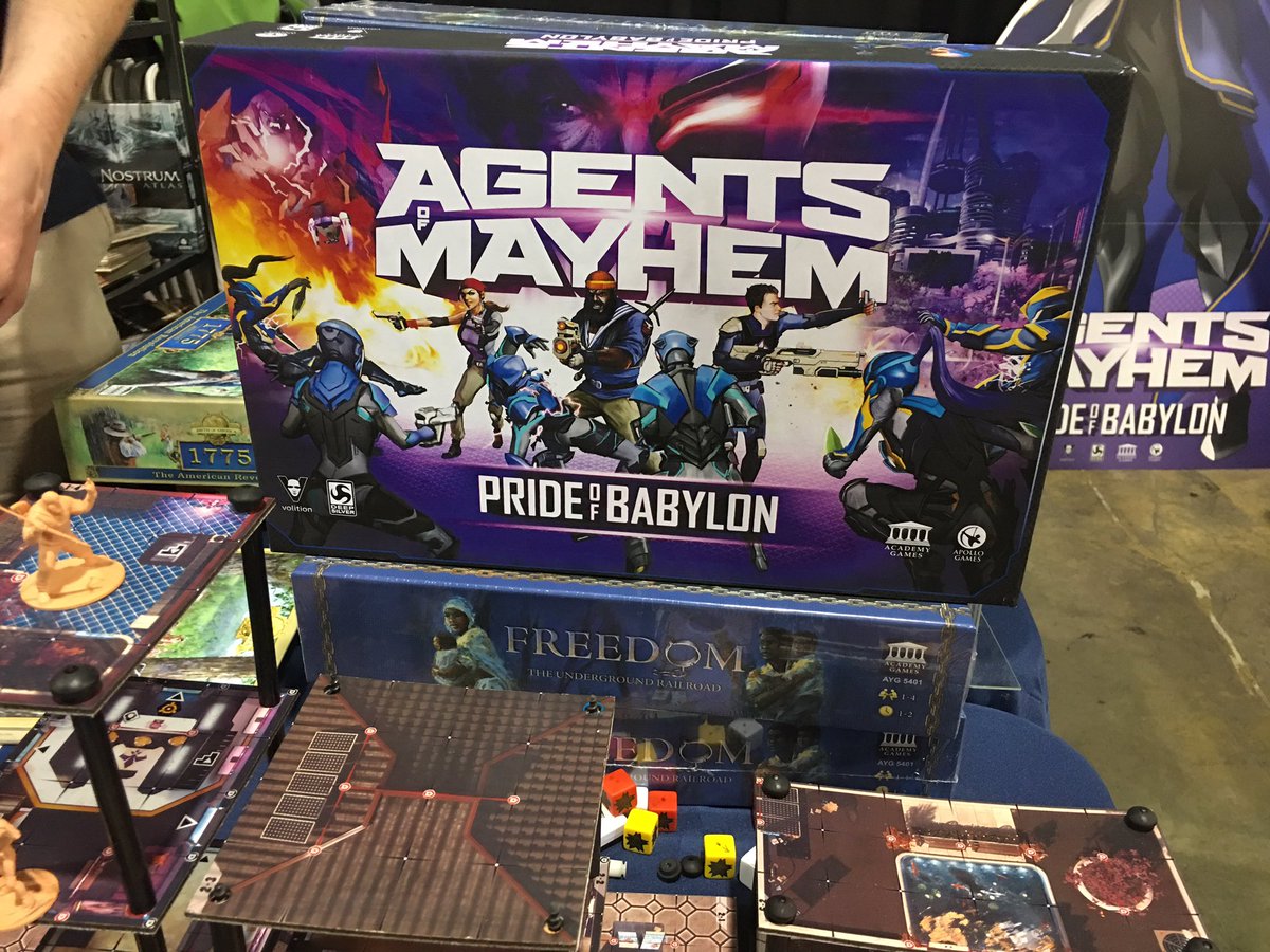 evaction's tweet photo. The fight against L.E.G.I.O.N goes analog in @Academy_Games Agents of Mayhem, inspired by the @DSVolition video game. Prototyped at @Official_PAX Pax Unplugged. #PAXUnpluged #AgentsofMayhem #saintsrow #tabletopgames #rpgs https://t.co/jcfJahvEso