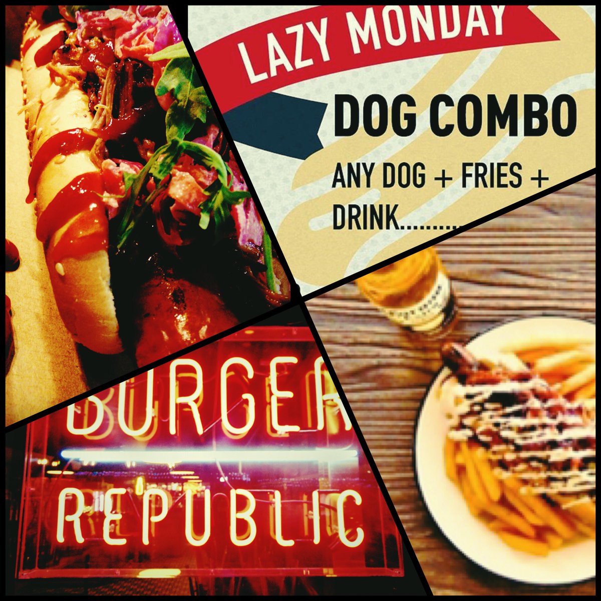 Burger_Rep_SA's tweet photo. Trying to work out how to deal with another Monday ? Sit back relax and join us for a lazy Monday hotdog special $15, amazing range of dogs with fry’s and a cold drink to wash it down. Re-tweet and tag a friend who needs a dog to get through this Monday. https://t.co/OHJWZc6XiZ