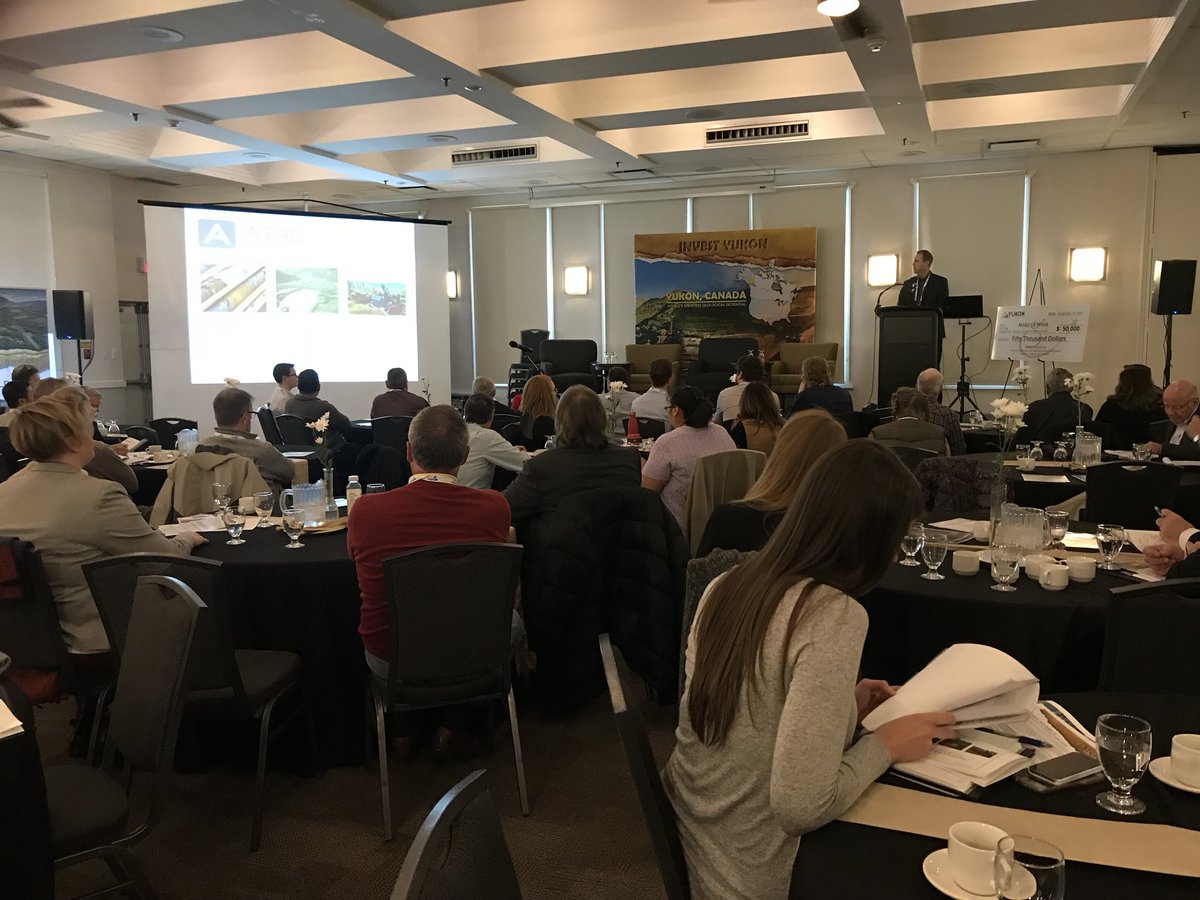 InvestYukon's tweet photo. Everyone tuned in to hear #ATACResource Corporate Update by Graham Downs, President & CEO #YukonGold #Gold @BarrickGold #InvestYukon #InvestYTForum @YukonMiners #Geoscience17 https://t.co/EbMYWYHd8I