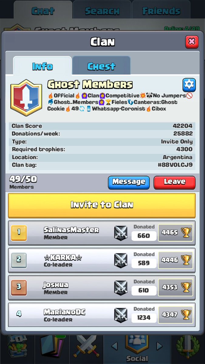 Ghost_Members's tweet photo. Siempre Creciendo Gracias A Ustedes disponemos de 
Canteras : Ghost Cookie
Torneos Diarios de 10k 5k 1k etc
Cofre Del Clan 10/10 
Donaciones Semanales 
Ligas Competitivas 
Entrenamientos 
Mazos 
Consejos
 Grupo de Whsap :D https://t.co/lqBz6YtOVx