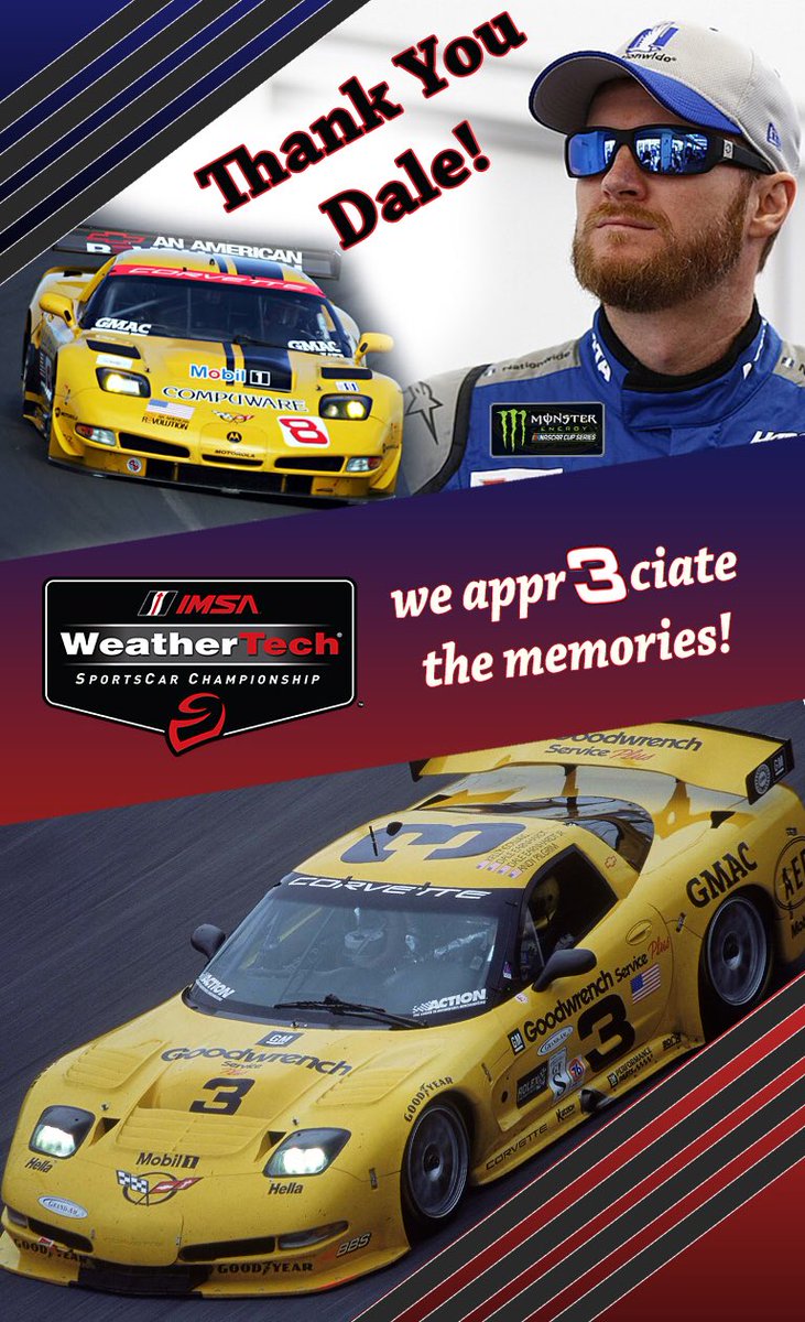 IMSA's tweet photo. Thank you @DaleJr for all the memories and including us in the journey! #Appreci88ion https://t.co/vQ9A9Thqmd