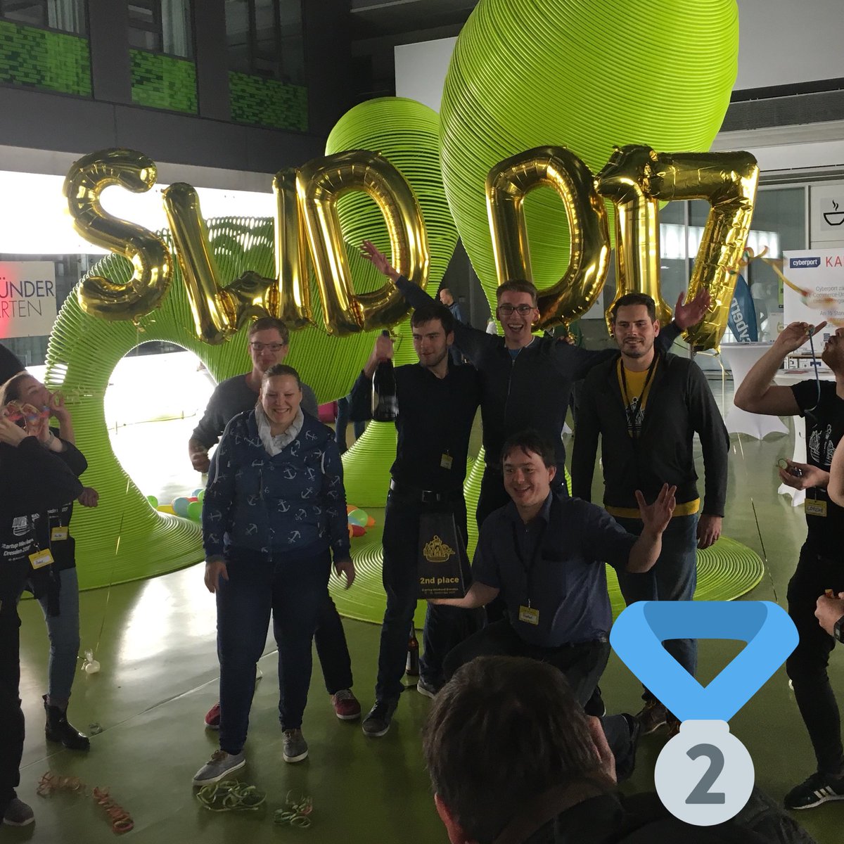 SW_Dresden's tweet photo. And here they are, the winning 🏆 teams of #SWDD17: Congrats to #Spoyou (1st place 🥇), #ChipCloud (2nd 🥈) and #TagCare (3rd 🥉)!!! You did an amazing job as well as all the other attendees! 🙌🏻 🚀 https://t.co/TQaib7t6oJ