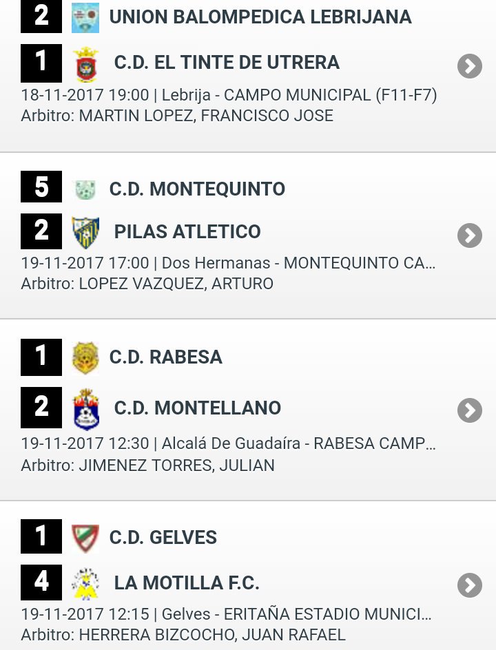Resultados de la novena jornada de liga #TerceraAndaluzaSevillana #GrupoTercero