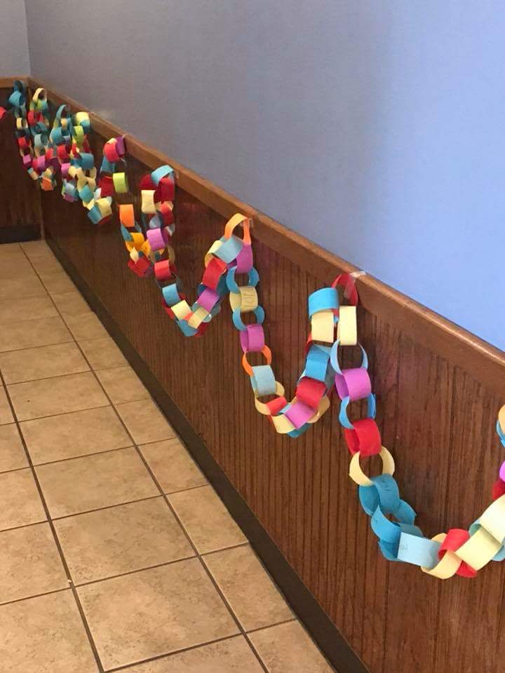 tricitytheatre's tweet photo. Kindness Chain - each link created by students seeing #WonderTheMovie at #TriCity4!
#GoSeeWonder #ChooseKind
#TCT4 https://t.co/1NPsR8rRqQ