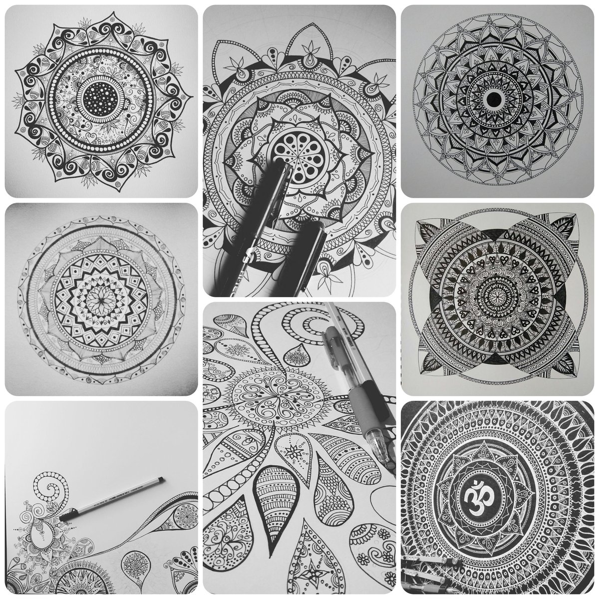 VirtudesmdArt's tweet photo. A #collague of some of my #work. Some #new #ideas coming and new already started. #mandalas #art #illustration #drawing #draw #picture #artist #sketchbook #paper #artsy #beautiful #gallery #masterpiece #creative #photooftheday #artoftheday #creative #mandalainspired #fluctual https://t.co/2od9e8Jfan