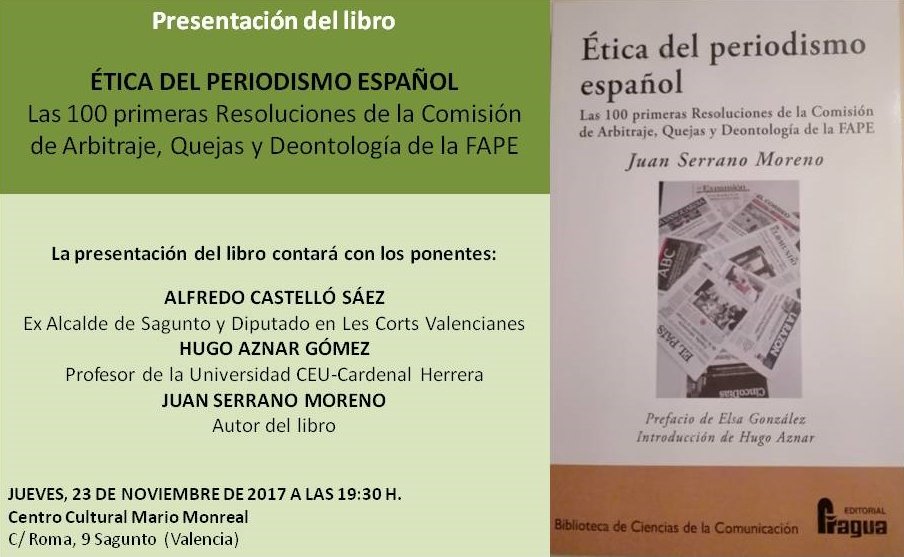 juanserrano64's tweet photo. Este jueves presento mi libro sobre la Comisión de Quejas de la @fape_fape . Como los ponentes promenten, será todo un éxito. Siempre es buen momento para hablar de ética y periodismo. Si os gusta el tema, ahí tenéis el libro Ética del periodismo español, editorial Fragua https://t.co/27XnyTP0oI