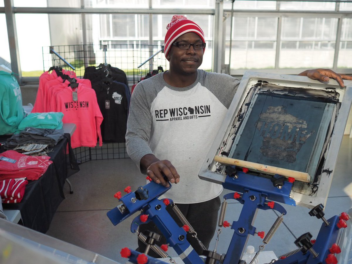 localfirstmke's tweet photo. #GetLocal: So glad the #RepWisconsin is here at #BLGF, selling his shirts, and Customer-made shirts! #ShopSmall #BuyLocal https://t.co/5Guze9USLD
