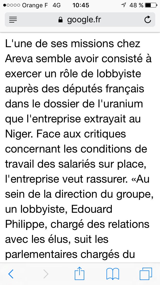 Un ancien lobbyiste Areva, auprès des députés, telle fut la mission de  @EPhilippePM. Ne vous attendez pas à un changement sur le nucléaire ces 5 prochaines années.