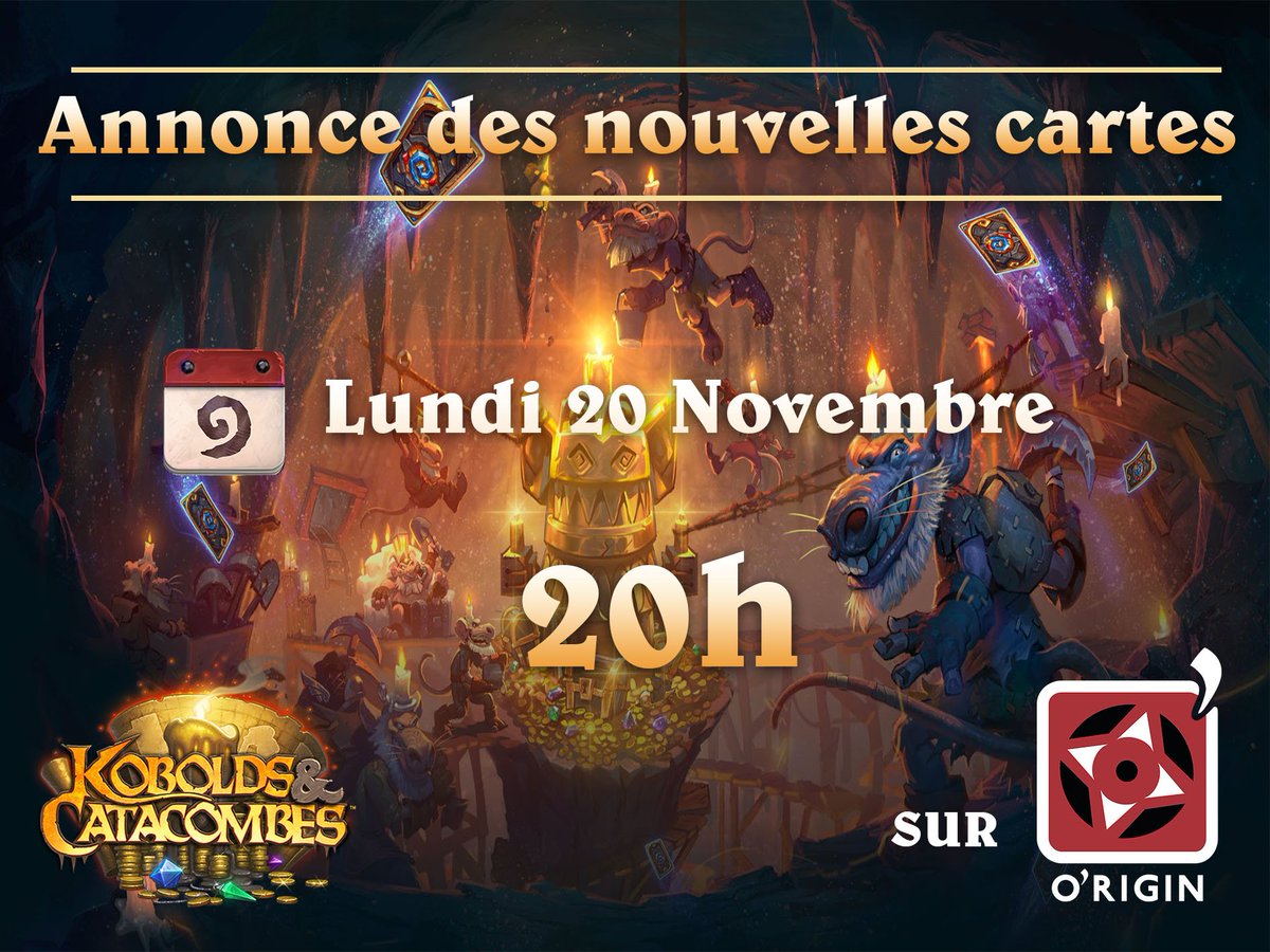 Galions_'s tweet photo. On se donne rendez-vous demain à 20h sur la https://t.co/7MFVvgpMRb pour découvrir ensemble les nouvelles cartes de l'extension Kobolds et Catacombes 😃 #Hype https://t.co/wnP98XaHCC