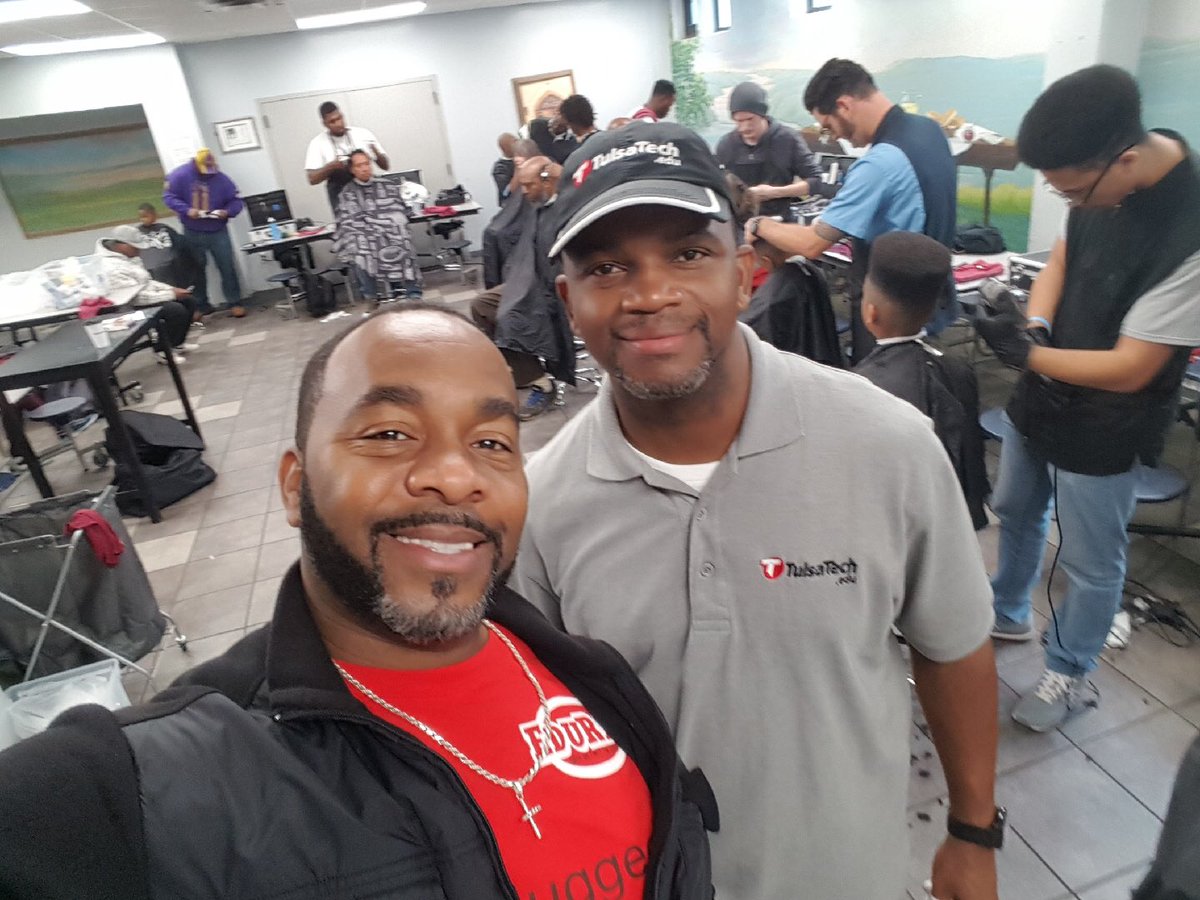 Special thanks to Chuck Jones of Tulsa Tech Barbers and his team who provided free haircuts to any of our guests.