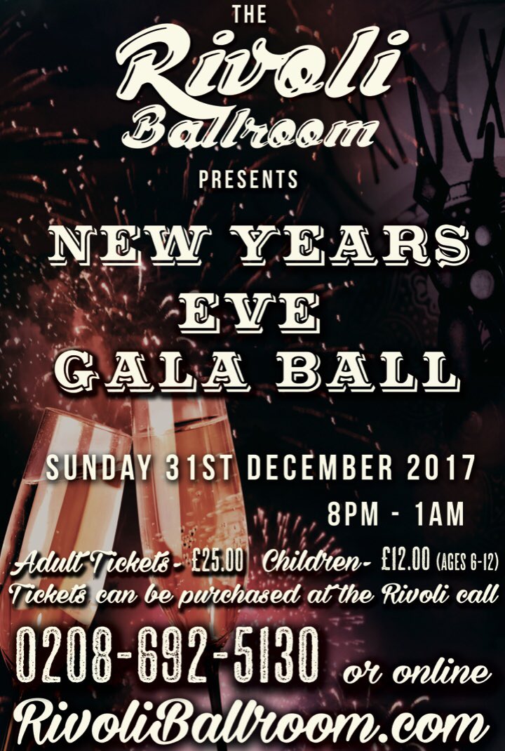 So tickets are starting to go fast...Join is for our #NYE #family event join us in saying bye bye to 2017..expect party hats, streamers and fun 🎩🍾🎉💃🏻 rivoliballroom.com