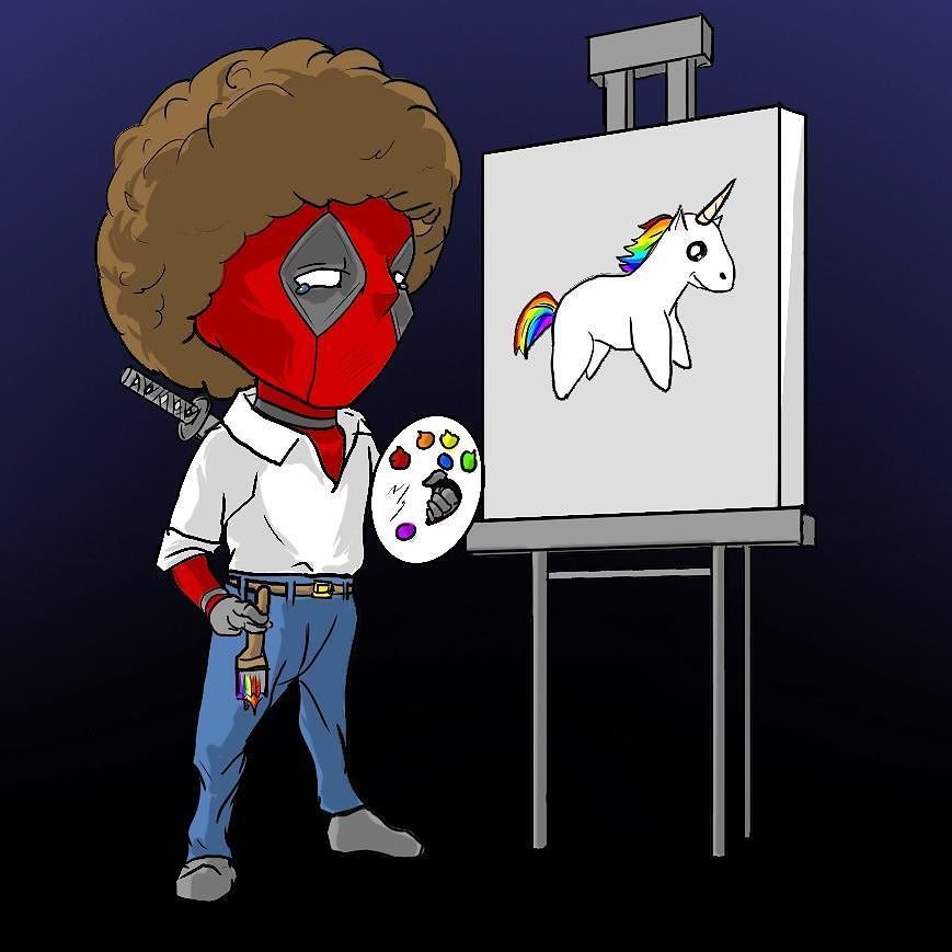 deadpool bob ross lego