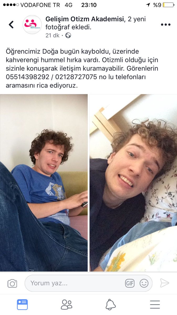 KAYIP İLANI⚠⚠
En son Beylikdüzü tarafında görüldü.
Doğa kayboldu , üzerinde kahverengi hummel hırka vardı. Otizmli olduğu için sizinle konuşarak iletişim kuramayabilir. Görenlerin 05514398292 / 02128727075 noyu aramasını rica ediyoruz.