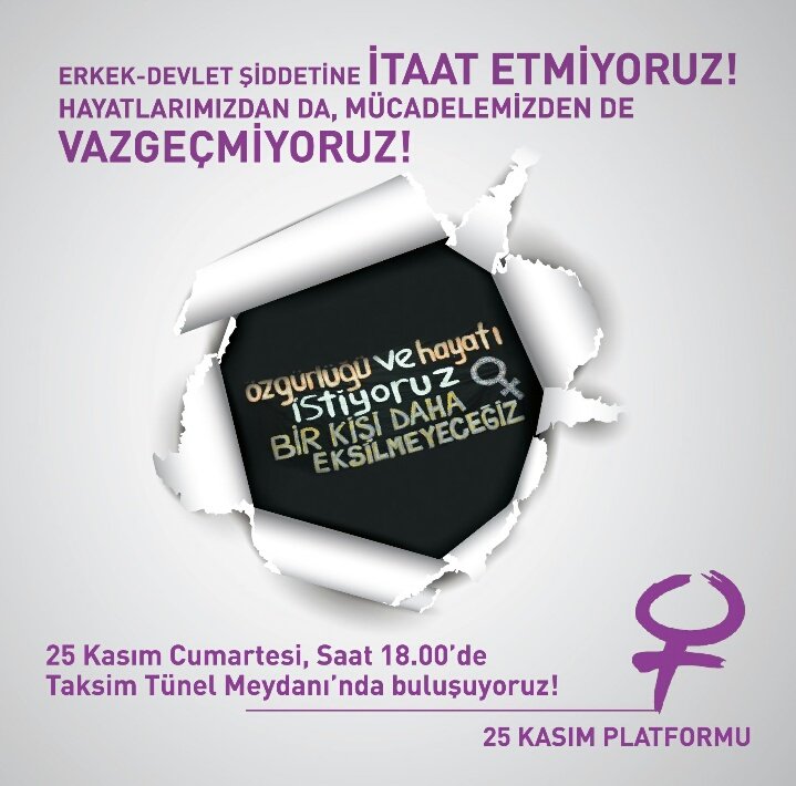 #itaatetmiyoruz İKD olarak biz de 25 Kasım Cumartesi günü Taksim Tünel Meydanı'nda olacağız. #YasasinKadinDayanismasi