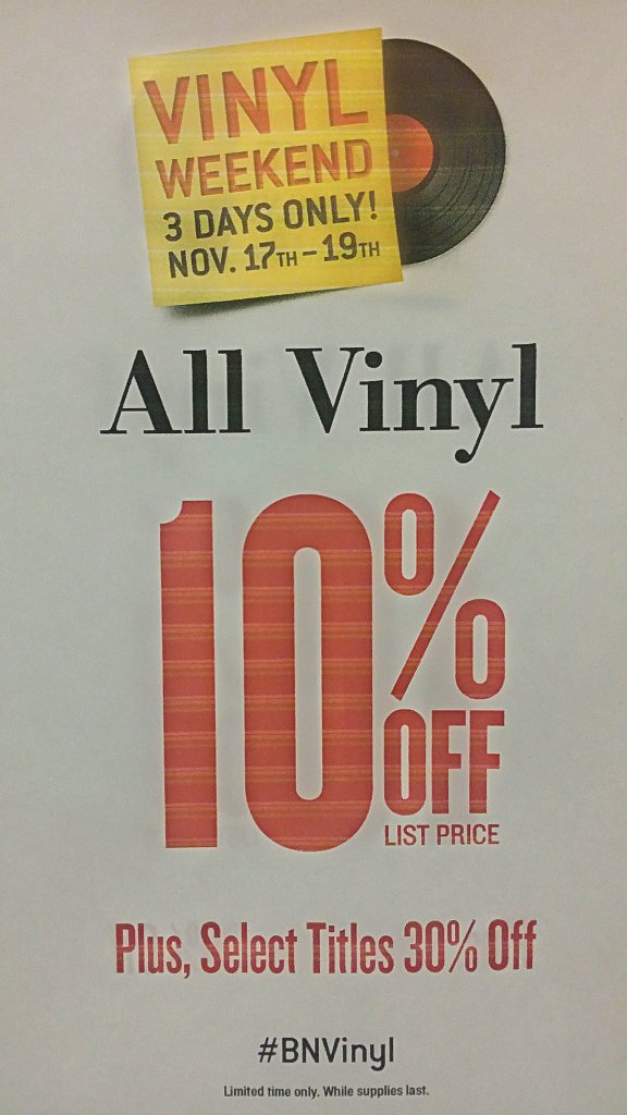 BNSummit's tweet photo. Hurry in! Today is the last day of our #BNVinylWeekend sale. All vinyl 10% off! https://t.co/pNDwfcIdbE